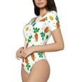 thumbnail image 1 of Uemuo Cute Carrot Pattern Women's One Piece Short Sleeve Swimsuit Rash Guard Surfing Modest Quick-drying Swimsuit Beach Essentials-Medium, 1 of 9