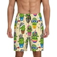 thumbnail image 1 of Uemuo Cute Cartoon Cactus Pattern Men's Short Pajama Pants – Soft & Breathable Lounge Shorts, Elastic Waistband with Pockets, Lightweight Sleepwear for All-Season Comfort-4X-Large, 1 of 6