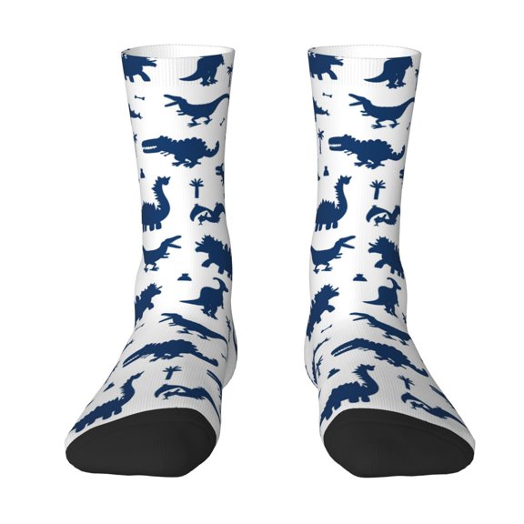 Uemuo Cute Cartoon Dinosaurs Pattern Women's Crew Socks, Soft Durable Breathable Moisture-Wicking with Odor Control Cotton socks
