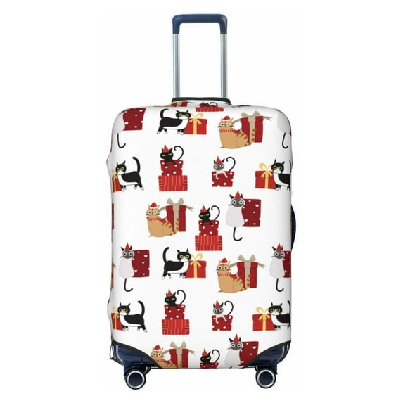 Uemuo Cute Cat And Christmas Gift Printed Washable Luggage Cover - Fashion Suitcase Protector Fits 18-32 Inch Luggage -Medium