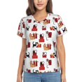 thumbnail image 1 of Uemuo Cute Cat And Christmas Gift Printed Women's Classic V-Neck T-Shirt - Soft, Breathable, Moisture-Wicking, Perfect for Casual, Office, Travel, and Everyday Wear-Large, 1 of 5