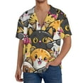 thumbnail image 1 of Uemuo Cute Cat Cartoon Pattern Cotton Linen Short Sleeve Shirts,Casual Lightweight Button Down Shirts,Vacation Beach Summer Tops-Medium, 1 of 7