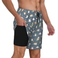 thumbnail image 1 of Uemuo Cute Cats And Dogs Pattern Mens Swim Trunks Quick Dry Board Shorts with Mesh Lining, Stretch Beach Shorts Quick Dry No-Chafing Board Shorts-XX-Large, 1 of 9