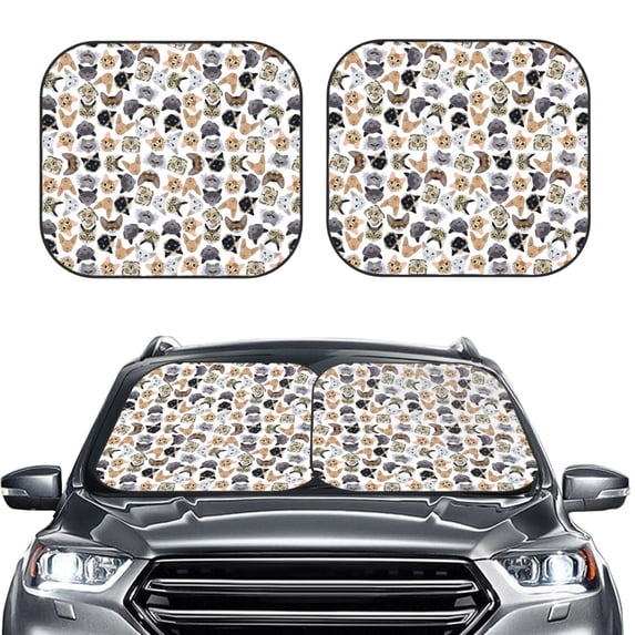 Uemuo Cute Cats Printed 2 PCS Car Windshield Sun Shade, Auto Sun Heat and UV Rays Blocker, Foldable Automotive Front Window Sunshade Protector