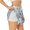 thumbnail image 1 of Uemuo Cute Chameleons On Blue Pattern Women's Athletic Shorts High Waisted Running Shorts with Liner Pockets Gym Elastic Workout Shorts-Large, 1 of 9
