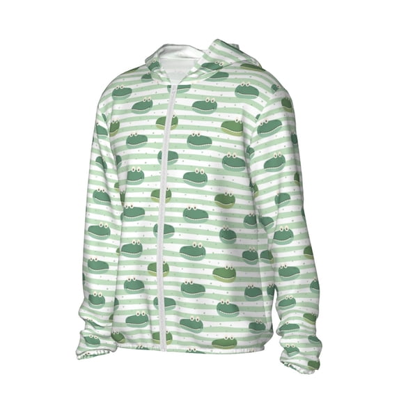 Uemuo Cute Crocodile Pattern Women's Full Zip UPF 50+ Sun Protection Hoodie Jacket Long Sleeve Sun Shirt Hiking Outdoor Performance with Pockets-