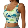 thumbnail image 1 of Uemuo Cute Dinosaur Blue Green Pattern Women's Sports Bra - High Impact Support, Breathable, and Comfortable Athletic Bra for Running, Yoga, and Workouts, 1 of 9
