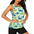 thumbnail image 1 of Uemuo Cute Dinosaur Blue Green Pattern Workout Tank Tops for Women Breathable Moisture-wicking tank top Sleeveless Running Loose Fit Yoga Tops Active Shirts Sports Gym Exercise, 1 of 9