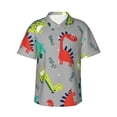 thumbnail image 1 of Uemuo Cute Dinosaur Printed Regular Fit Short Sleeve Casual Hawaiian Shirt for Men,Aloha shirt,Tropical shirt,Floral print shirt,Vacation Beach shirt-, 1 of 9