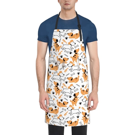 Uemuo Cute Dog Pattern Waterproof Apron Adjustable Dishwasher Apron- Apron for Women Men Heavy Duty Work Apron for Dishwashing Chemical Lab