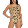 thumbnail image 1 of Uemuo Cute Dogs Head Print Women's One Piece Swimsuit Asymmetrical Neck Bathing Suit One Shoulder Side Cutout Ruffle Swimwear-XX-Large, 1 of 6