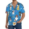 thumbnail image 1 of Uemuo Cute Dogs Pattern Cotton Linen Short Sleeve Shirts,Casual Lightweight Button Down Shirts,Vacation Beach Summer Tops-Small, 1 of 7