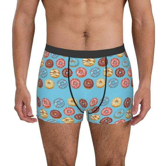Uemuo Cute Donut Pattern Men's Boxer Briefs,Trunk Anti-Chafing,Comfortable, Durable, and Stylish Underwear-