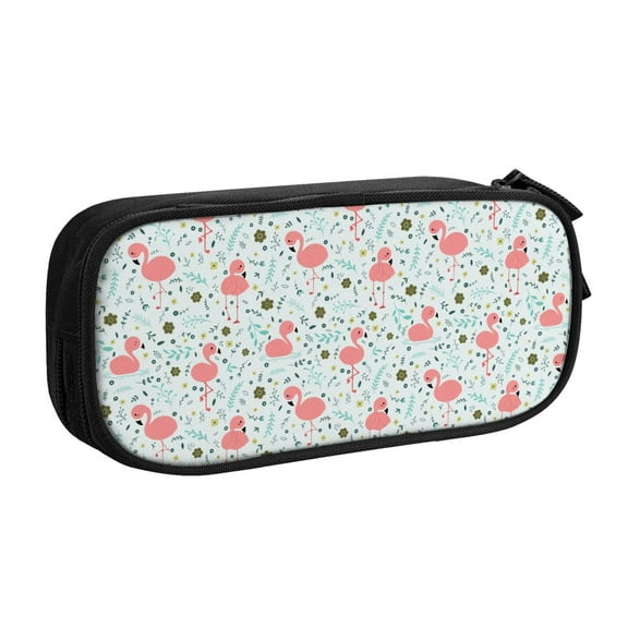 Uemuo Cute Flamingo Printed Pencil Pen Case, Portable Pencil Pouch with Zipper, Compact Stationery Bag Makeup Bag, Pencil Bag for Home Office