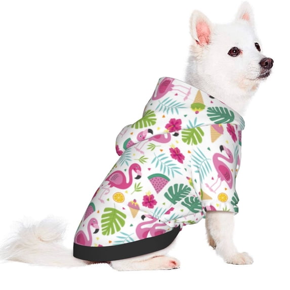 Uemuo Cute Flamingo for Winter Dog Hoodie Sweatshirts with Pockets Warm Dog Clothes for Small Dogs Chihuahua-X-Large