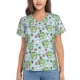 thumbnail image 1 of Uemuo Cute Floral Frog Printed Women's Classic V-Neck T-Shirt - Soft, Breathable, Moisture-Wicking, Perfect for Casual, Office, Travel, and Everyday Wear-3X-Large, 1 of 5