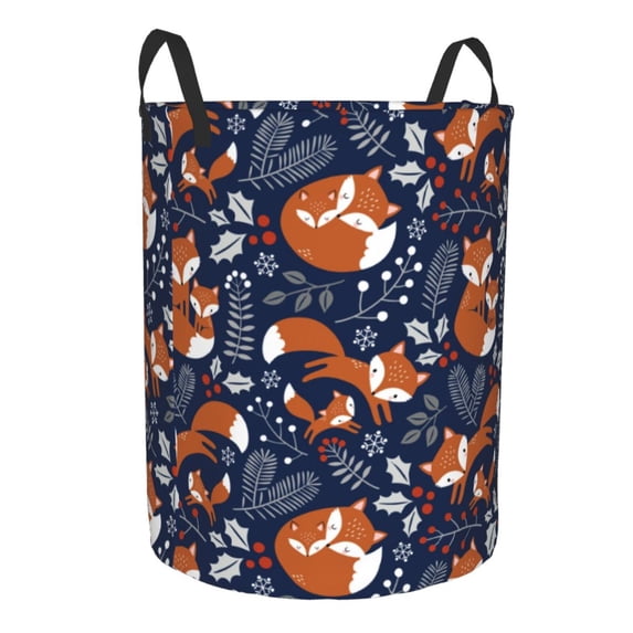 Uemuo Cute Foxes Pattern Circular Laundry Hamper Basket with handles,Collapsible laundry basket,Large capacity laundry hamper,Laundry Organizer-