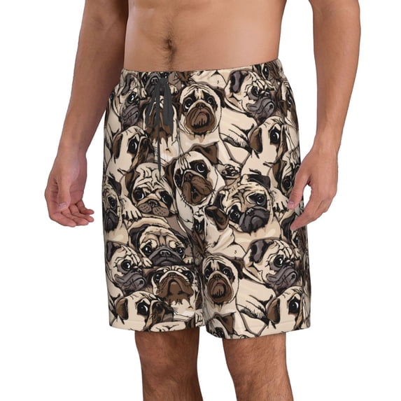 Uemuo Cute French Bulldog Pattern Men's Swim Trunks Hawaiian Beach Bathing Suit Swimsuits Beach Quick-Dry Shorts with Pockets-Medium