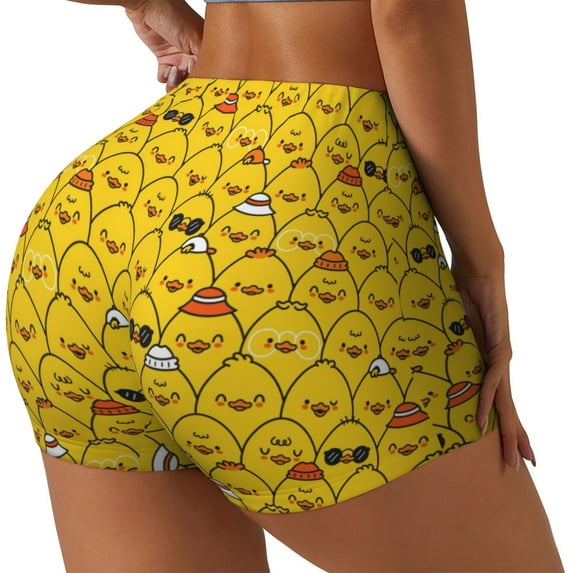 Uemuo Cute Funny Chicken Pattern Women Workout Impact Shorts Scrunch Butt Lifting Gym Shorts Seamless Booty Biker Shorts-Medium