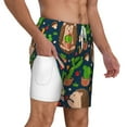 thumbnail image 1 of Uemuo Cute Hedgehogs Cactus Blue Pattern Mens Swim Trunks Quick Dry Board Shorts with Mesh Lining, Stretch Beach Shorts Quick Dry No-Chafing Board Shorts-Medium, 1 of 9