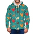 thumbnail image 1 of Uemuo Cute Hens And Rooster for Men's Fashion Full-zip Hoodies & Sweatshirts with Kangaroo Pocket, Zip-up Hooded Sweatshirt, Moisture Wicking & Breathable-Large, 1 of 5