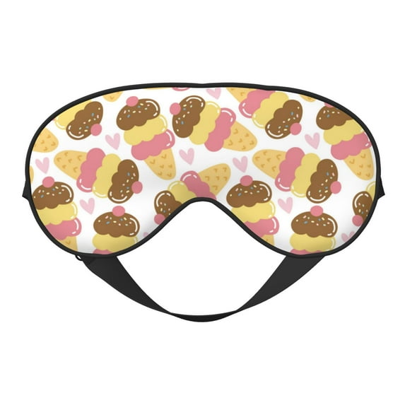 Uemuo Cute Ice Cream Pattern Sleep Eye Mask - Light Blocking Sleep Mask Blocking Out Light Perfectly, Soft and Comfortable Night Eye Mask, Eye Blinder