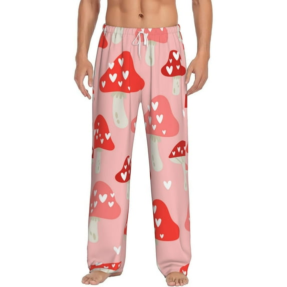 Uemuo Cute Mushroom1 Pattern Men's Wide Leg Palazzo Lounge Pants with Pockets Light Weight Loose Comfy Casual Pajama Pants-Medium