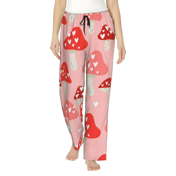 Uemuo Cute Mushroom1 Pattern Women's Wide Leg Palazzo Lounge Pants with Pockets Light Weight Loose Comfy Casual Pajama Pants-XX-Large
