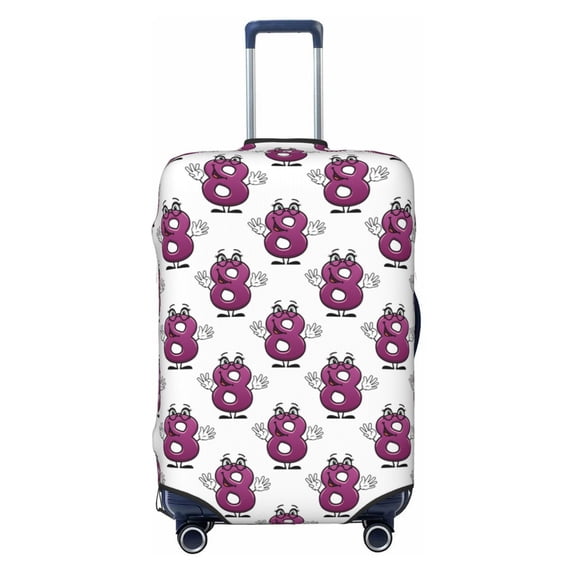 Uemuo Cute Number 8 Printed Washable Luggage Cover - Fashion Suitcase Protector Fits 18-32 Inch Luggage -Large