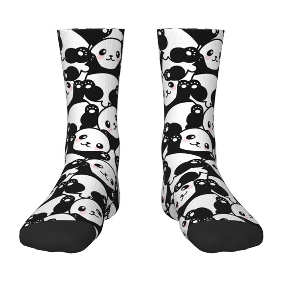 Uemuo Cute Panda (3) Printed Kids Boys Socks Seamless Crew Socks Crazy Funny Athletic Sport Socks for Children