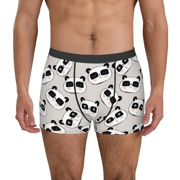 Uemuo Cute Panda Pattern Men's Boxer Briefs,Trunk Anti-Chafing,Comfortable, Durable, and Stylish Underwear-Large
