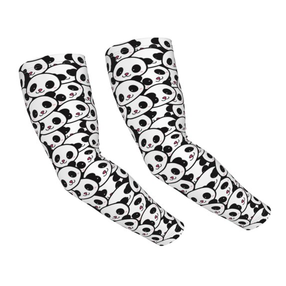 Uemuo Cute Panda Printed Arm Sleeves, Cooling UV Sun Protection Sports Compression for Men/Women