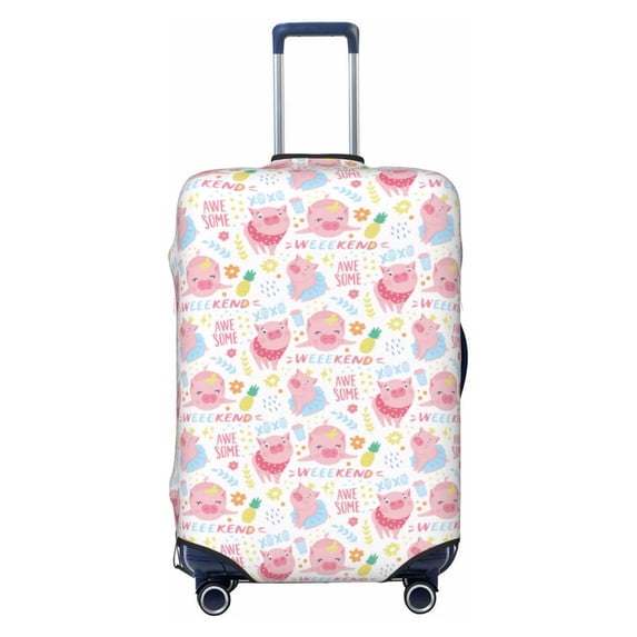 Uemuo Cute Pig Printed Washable Luggage Cover - Fashion Suitcase Protector Fits 18-32 Inch Luggage -Large