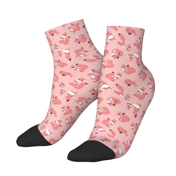 Uemuo Cute Pink Squirrel Printed Crew Socks, Moisture-Wicking Socks, Athletic Socks for Men Breathable Cushion Socks Casual Sport Socks for Running Traveling