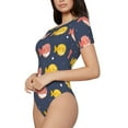 thumbnail image 1 of Uemuo Cute Puffer Fish Pattern Women's One Piece Short Sleeve Swimsuit Rash Guard Surfing Modest Quick-drying Swimsuit Beach Essentials-Small, 1 of 7