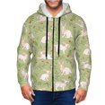 thumbnail image 1 of Uemuo Cute Rabbit And Flower for Men's Fashion Full-zip Hoodies & Sweatshirts with Kangaroo Pocket, Zip-up Hooded Sweatshirt, Moisture Wicking & Breathable-3X-Large, 1 of 5
