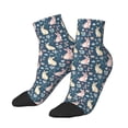 thumbnail image 1 of Uemuo Cute Rabbit Floral Printed Crew Socks, Moisture-Wicking Socks, Athletic Socks for Men Breathable Cushion Socks Casual Sport Socks for Running Traveling, 1 of 6