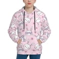 thumbnail image 1 of Uemuo Cute Rabbit Flower Pattern Hooded Sweatshirt for Youth Pullover with Kangaroo Pocket Trendy youth sweatshirt Casual Hoodie for Boys and Girls-X-Large, 1 of 6