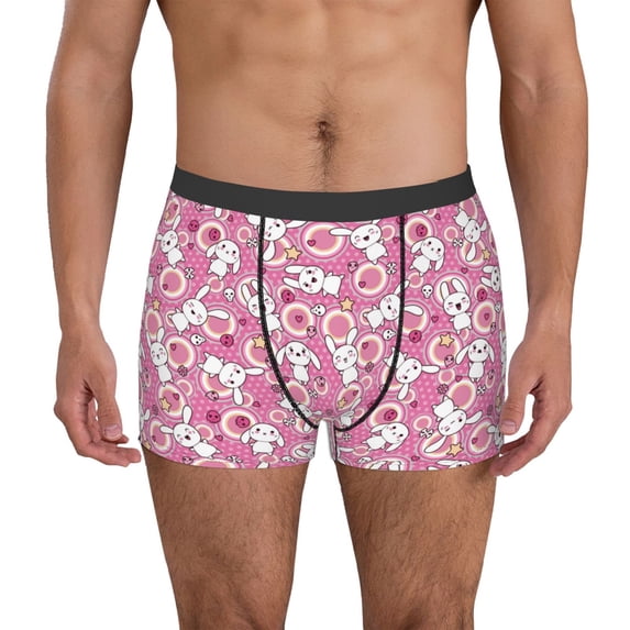 Uemuo Cute Rabbit Pattern Men's Boxer Briefs,Trunk Anti-Chafing,Comfortable, Durable, and Stylish Underwear-XX-Large