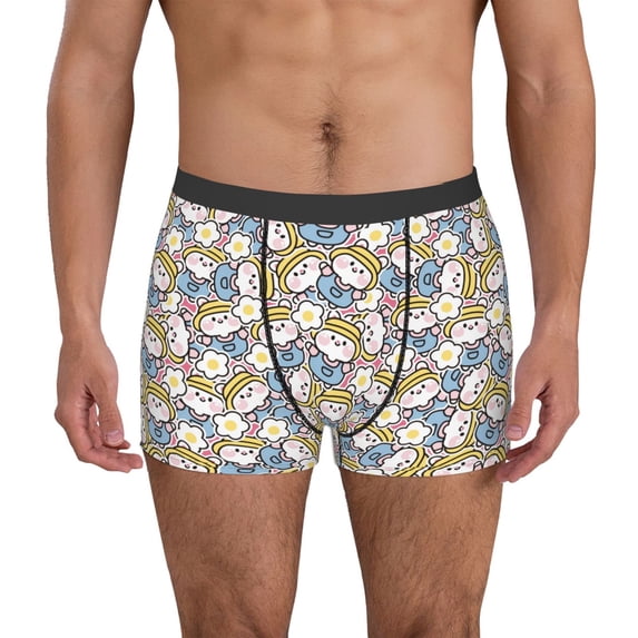 Uemuo Cute Rabbit Pattern Men's Boxer Briefs,Trunk Anti-Chafing,Comfortable, Durable, and Stylish Underwear-Small
