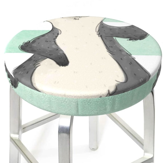Uemuo Cute Raccoon Pattern Round Bar Stool Seat Covers Washable Stool Cushion Slipcover Elastic Bar Chair Covers-