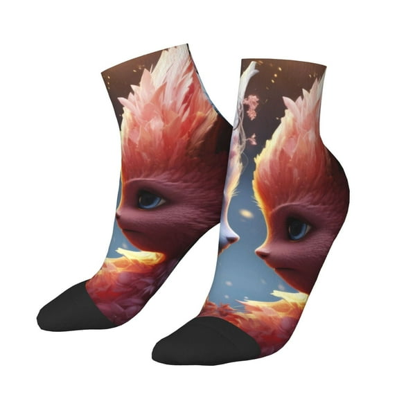 Uemuo Cute Red And White Elf Printed Crew Socks, Moisture-Wicking Socks, Athletic Socks for Men Breathable Cushion Socks Casual Sport Socks for Running Traveling