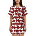 thumbnail image 1 of Uemuo Cute Red Crab Pattern Women's Short-Sleeved Pajama, Button-Front Loungewear, 2-Piece Summer Sleepwear, Elastic Drawstring Shorts-Small, 1 of 7