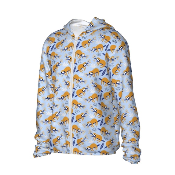 Uemuo Cute Sloth Pattern Women's Full Zip UPF 50+ Sun Protection Hoodie Jacket Long Sleeve Sun Shirt Hiking Outdoor Performance with Pockets-XX-Large