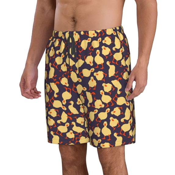 Uemuo Cute Small Farm Birds Pattern Men's Swim Trunks Hawaiian Beach Bathing Suit Swimsuits Beach Quick-Dry Shorts with Pockets-Small