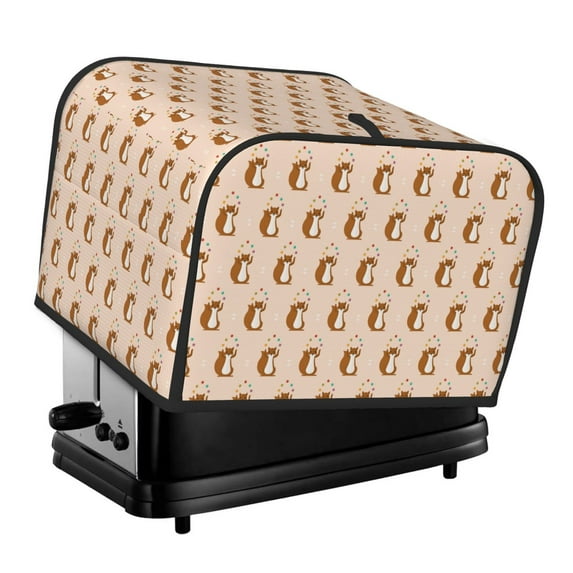Uemuo Cute Squirrel Print Toaster Cover 4 Slice, Small Kitchen Appliance Covers, Toaster Oven Cover with Loop, Bread Machine Cover Dust Cover Protection
