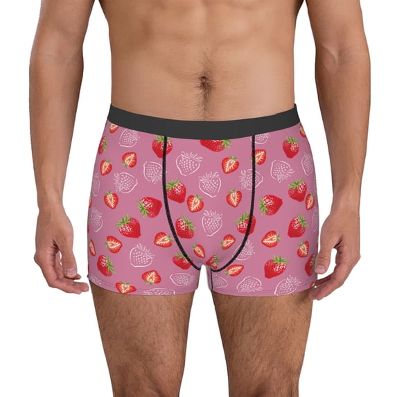 Uemuo Cute Strawberry Pattern Men's Boxer Briefs,Trunk Anti-Chafing,Comfortable, Durable, and Stylish Underwear-