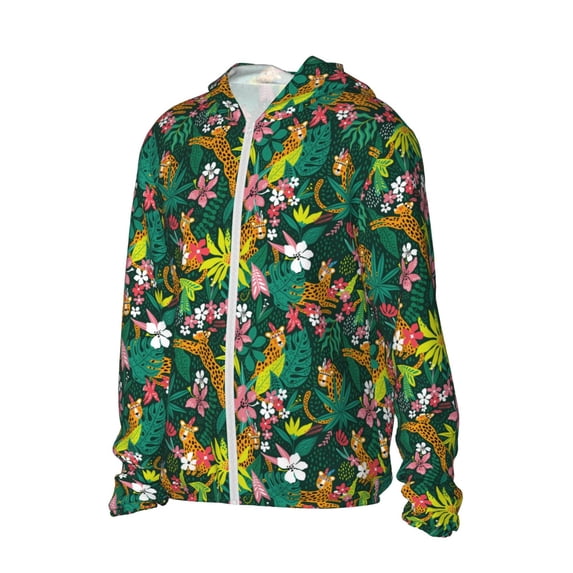 Uemuo Cute Tribal Leopards Pattern Women's Full Zip UPF 50+ Sun Protection Hoodie Jacket Long Sleeve Sun Shirt Hiking Outdoor Performance with Pockets-