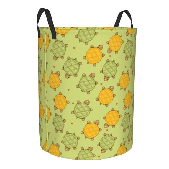 Uemuo Cute Turtle Pattern Circular Laundry Hamper Basket with handles,Collapsible laundry basket,Large capacity laundry hamper,Laundry Organizer-Small