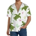 thumbnail image 1 of Uemuo Cute Turtle Pattern Cotton Linen Short Sleeve Shirts,Casual Lightweight Button Down Shirts,Vacation Beach Summer Tops-X-Large, 1 of 7